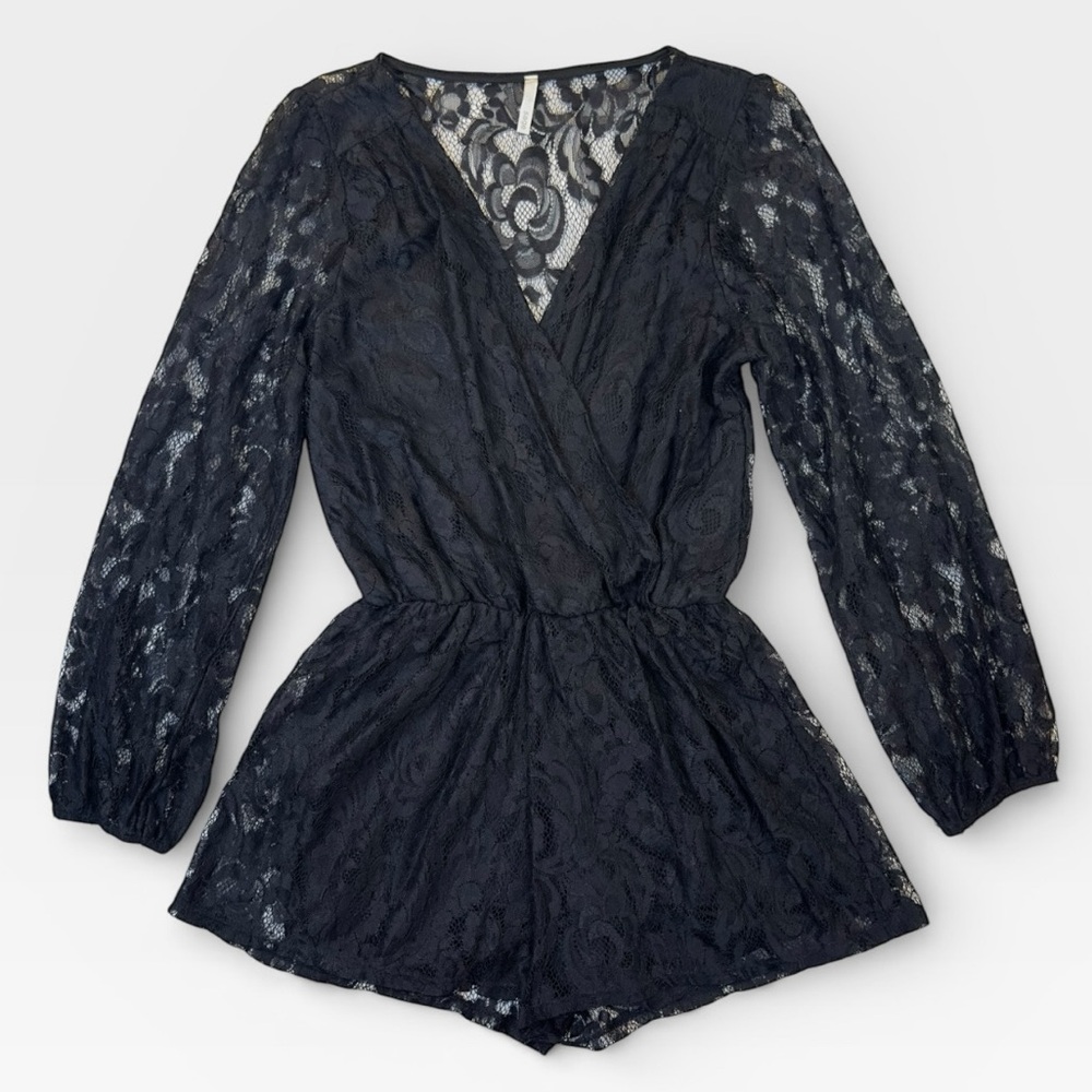 Sage Women’s Long Sleeve Black Lace Romper Large (S/M Fit)